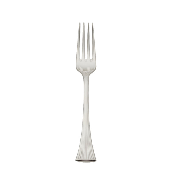 Dessert Fork  Avenue silver-plated with slender prongs and sculpted ridged handle.