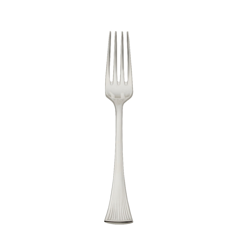 Dessert Fork  Avenue silver-plated with slender prongs and sculpted ridged handle.
