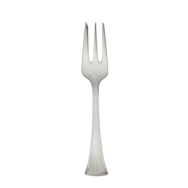 Cake Fork – Avenue silver-plated fork with tapered prongs and sculpted ridged handle.