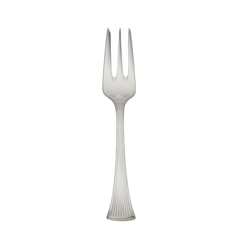 Cake Fork – Avenue silver-plated fork with tapered prongs and sculpted ridged handle.