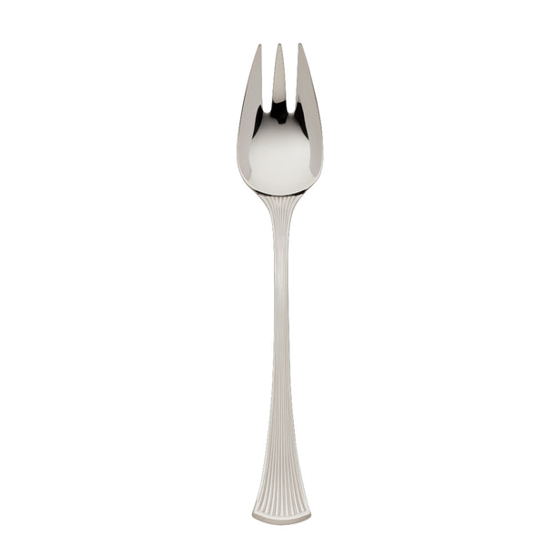 Vegetable Fork – Avenue silver-plated fork with long tapered prongs and sculpted ridged handle.