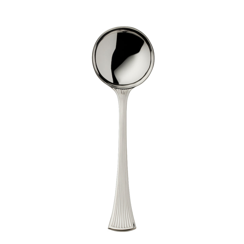 Sugar Spoon – Avenue silver-plated spoon with rounded bowl and sculpted ridged handle.