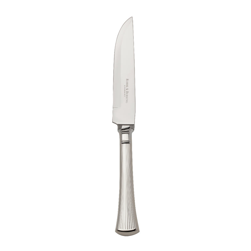 Steak Knife Avenue silver-plated with sharp blade and sculpted ridged handle.