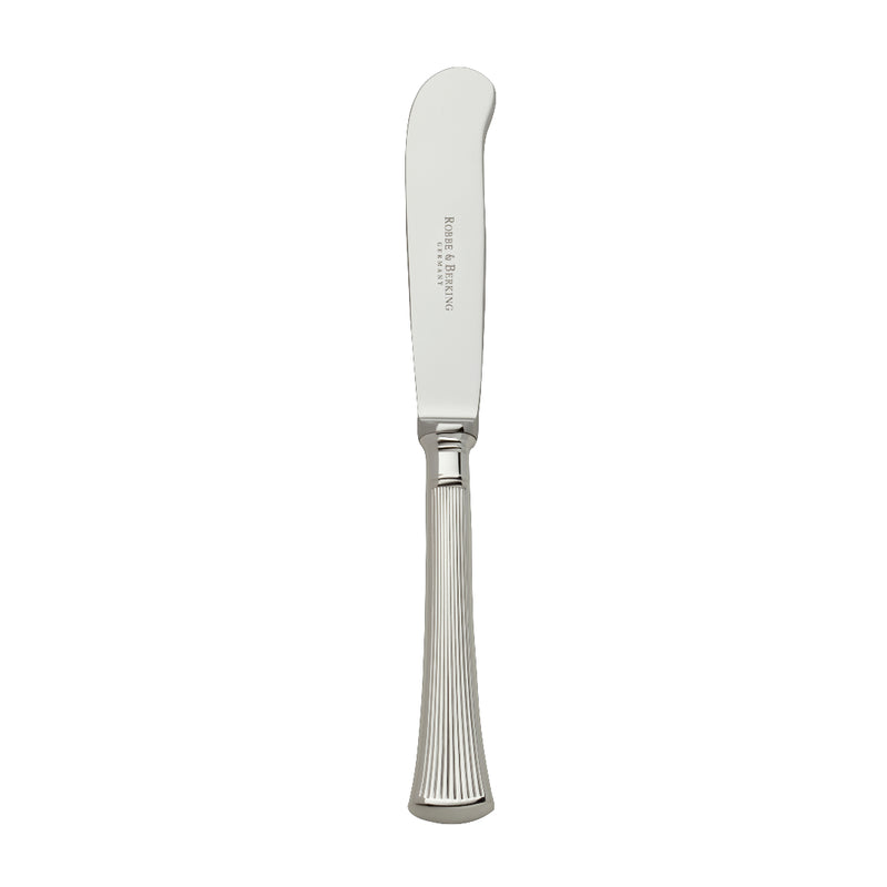 Butter Knife 20 cm – Avenue silver-plated knife with smooth curved blade and sculpted ridged handle