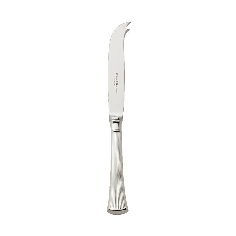 Cheese Knife 20 cm – Avenue silver-plated knife with forked tip blade and sculpted ridged handle