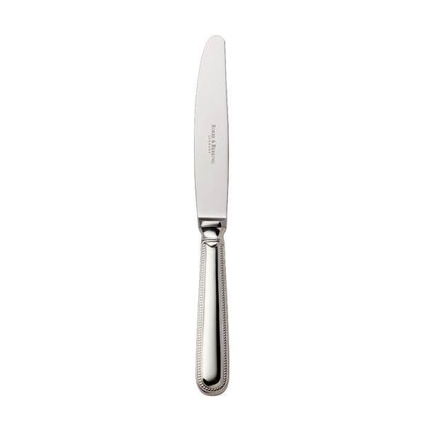 Silver-plated Französisch-Perl menu knife with smooth blade and beaded handle by Robbe & Berking.