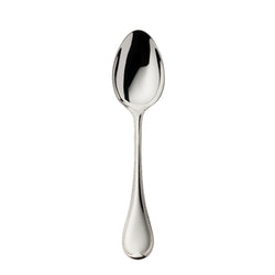 Silver-plated Französisch-Perl dessert spoon with rounded bowl and beaded handle by Robbe & Berking.