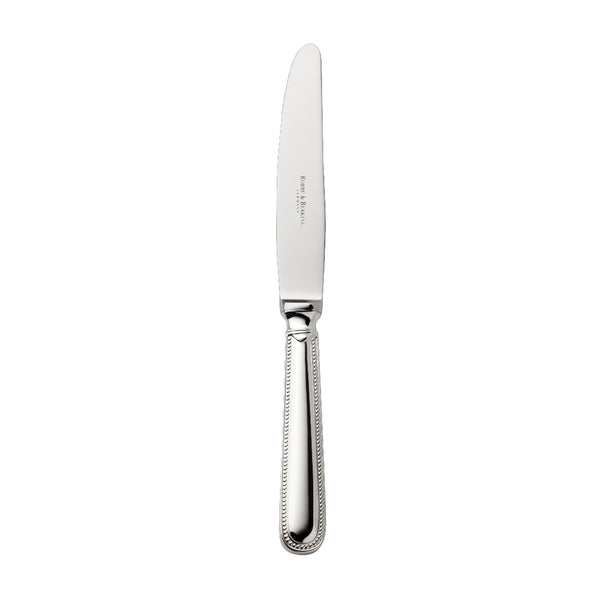Silver-plated Französisch-Perl dessert knife with slim blade and beaded handle by Robbe & Berking.