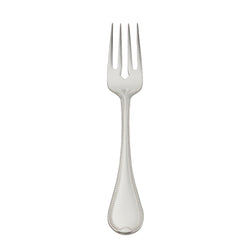 Silver-plated Französisch-Perl fish fork with slender tines and beaded handle by Robbe & Berking.