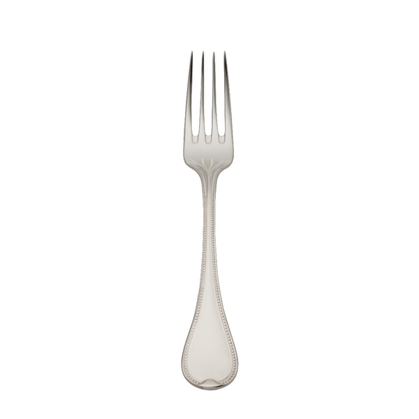 Silver-plated Französisch-Perl children’s fork with short tines and beaded handle by Robbe & Berking.
