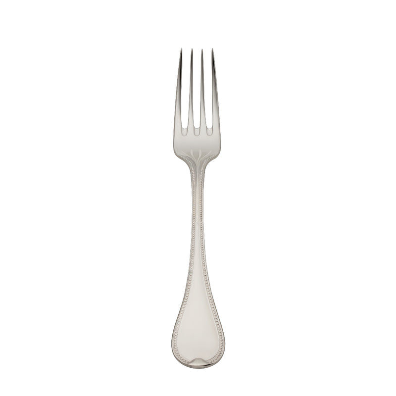 Silver-plated Französisch-Perl children’s fork with short tines and beaded handle by Robbe & Berking.