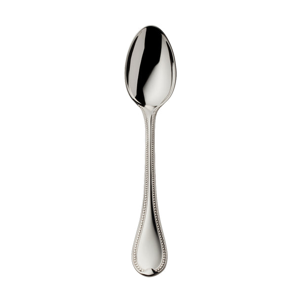 Silver-plated Französisch-Perl coffee spoon 14.5 cm with small rounded bowl and beaded handle by Robbe & Berking.
