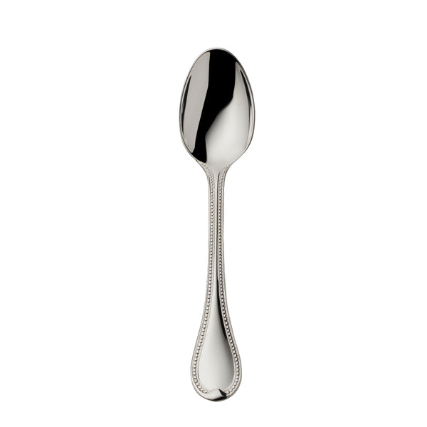 Silver-plated Französisch-Perl coffee spoon 13 cm with compact bowl and beaded handle by Robbe & Berking.