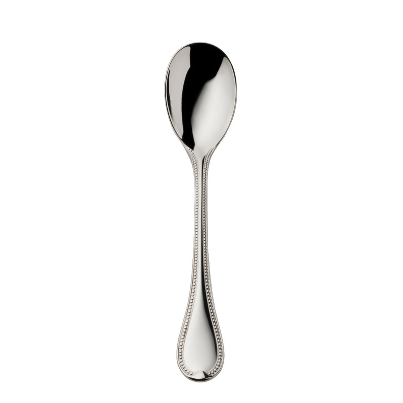 Silver-plated Französisch-Perl ice-cream spoon with rounded bowl and beaded handle by Robbe & Berking.