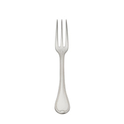 Silver-plated Französisch-Perl cake fork with three slender tines and beaded handle by Robbe & Berking.