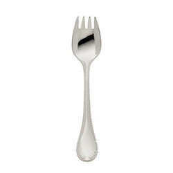 Silver-plated Französisch-Perl oyster fork with short tines and beaded handle by Robbe & Berking.
