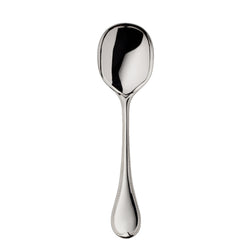 Silver-plated Französisch-Perl potato server with wide shallow bowl and beaded handle by Robbe & Berking.
