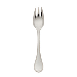 Silver-plated Französisch-Perl vegetable fork with broad prongs and beaded handle by Robbe & Berking.
