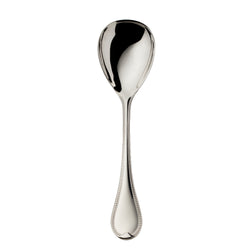 Silver-plated Französisch-Perl 18 cm salad serving spoon with deep bowl and beaded handle by Robbe & Berking.