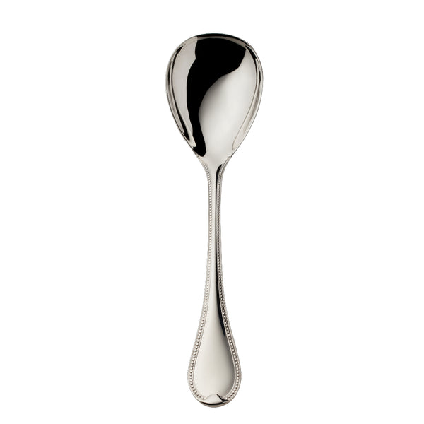 Silver-plated Französisch-Perl 18 cm salad serving spoon with deep bowl and beaded handle by Robbe & Berking.