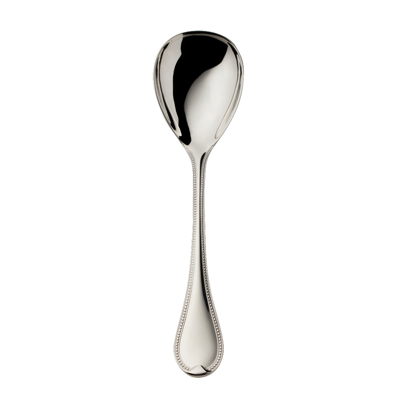 Silver-plated Französisch-Perl 18 cm salad serving spoon with deep bowl and beaded handle by Robbe & Berking.