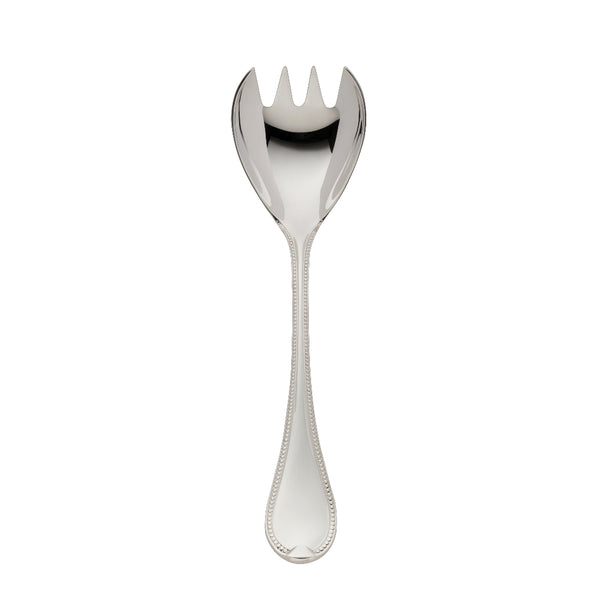 Silver-plated Französisch-Perl 18 cm salad serving fork with pronged bowl and beaded handle by Robbe & Berking.