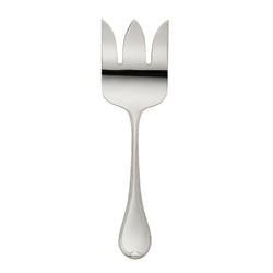 Silver-plated Französisch-Perl fish serving fork with three broad prongs and beaded handle by Robbe & Berking.