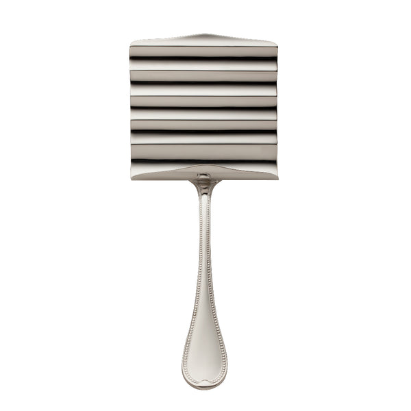 Silver-plated Französisch-Perl asparagus server with ridged blade and beaded handle by Robbe & Berking.