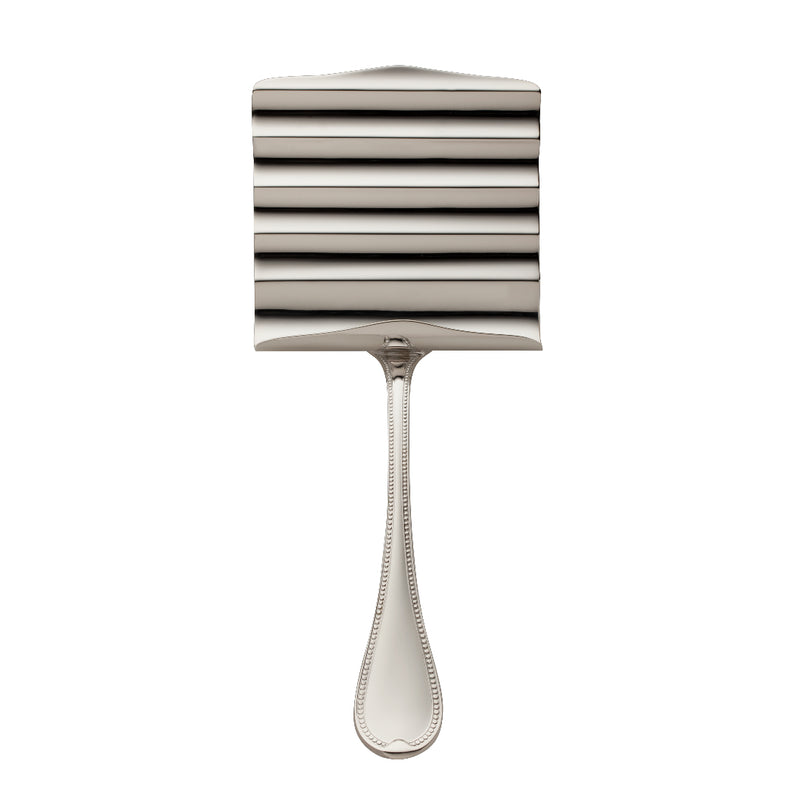 Silver-plated Französisch-Perl asparagus server with ridged blade and beaded handle by Robbe & Berking.
