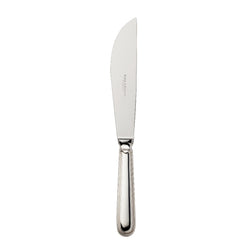 Silver-plated Französisch-Perl carving knife with broad polished blade and beaded handle by Robbe & Berking.