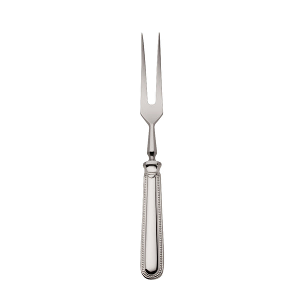 Silver-plated Französisch-Perl carving fork with two long tines and beaded handle by Robbe & Berking.