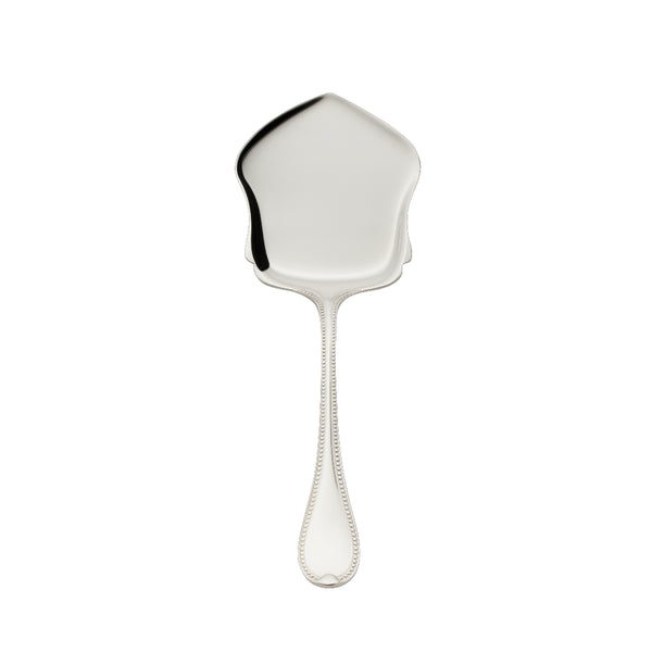 Silver-plated Französisch-Perl pastry server with wide flat blade and beaded handle by Robbe & Berking.