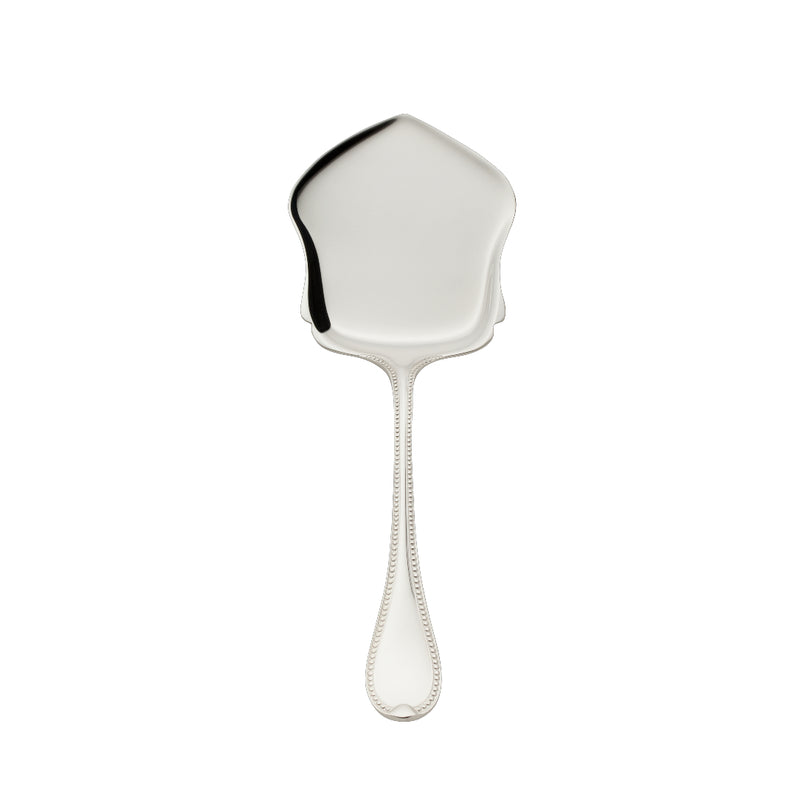 Silver-plated Französisch-Perl pastry server with wide flat blade and beaded handle by Robbe & Berking.