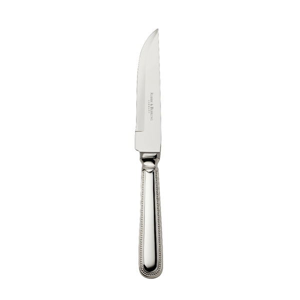 Silver-plated Französisch-Perl steak knife with sharp blade and beaded handle by Robbe & Berking.