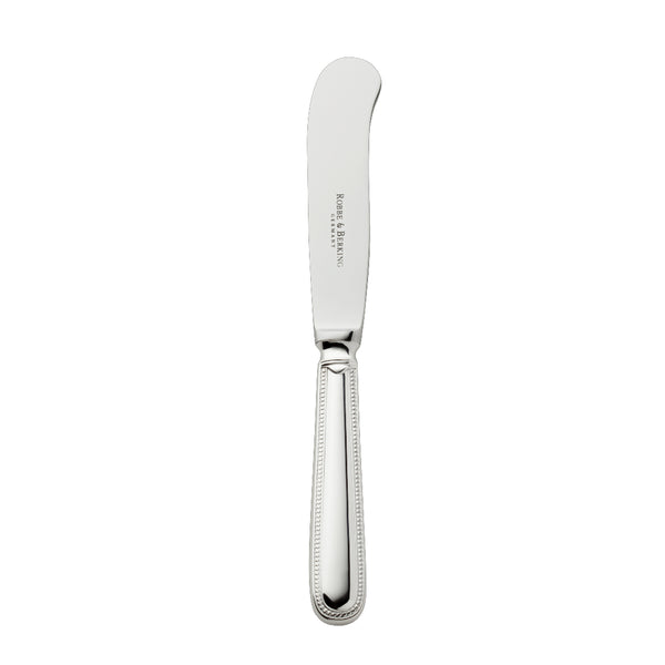 Silver-plated Französisch-Perl butter knife 19 cm with rounded blade and beaded handle by Robbe & Berking.