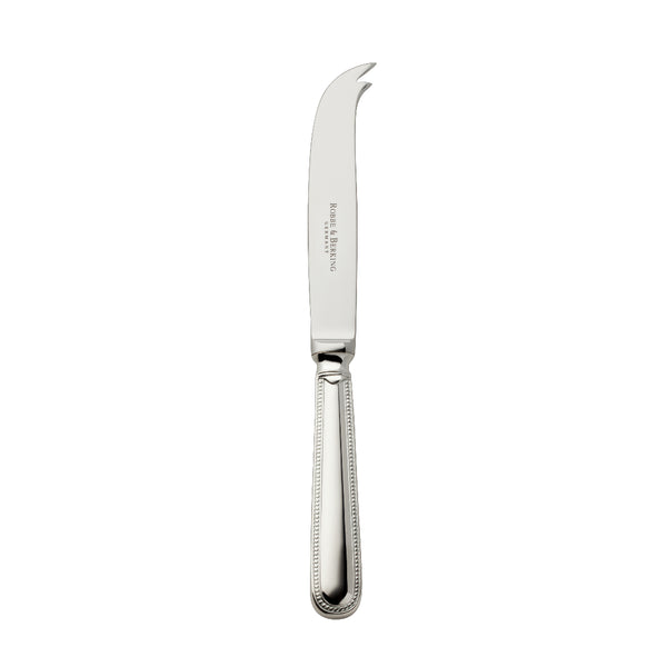 Silver-plated Französisch-Perl cheese knife 19 cm with pronged tip and beaded handle by Robbe & Berking.