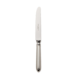 Navette silver-plated table knife by Ercuis with smooth blade and sculpted handle.