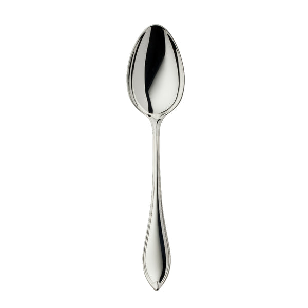Navette silver-plated menu spoon by Robbe & Berking with sculpted handle.
