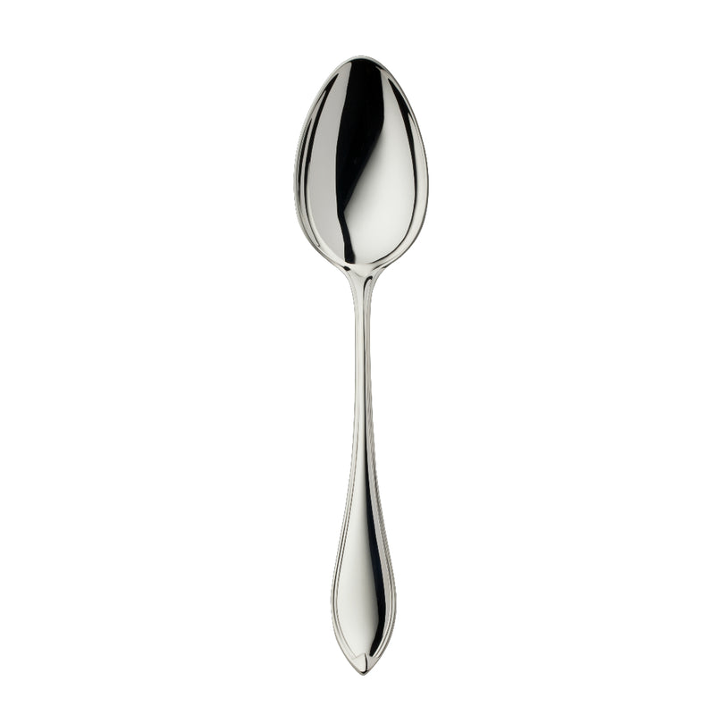 Navette silver-plated menu spoon by Robbe & Berking with sculpted handle.