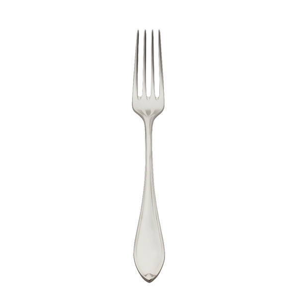 Navette silver-plated menu fork by Robbe & Berking with slender tines and sculpted handle.