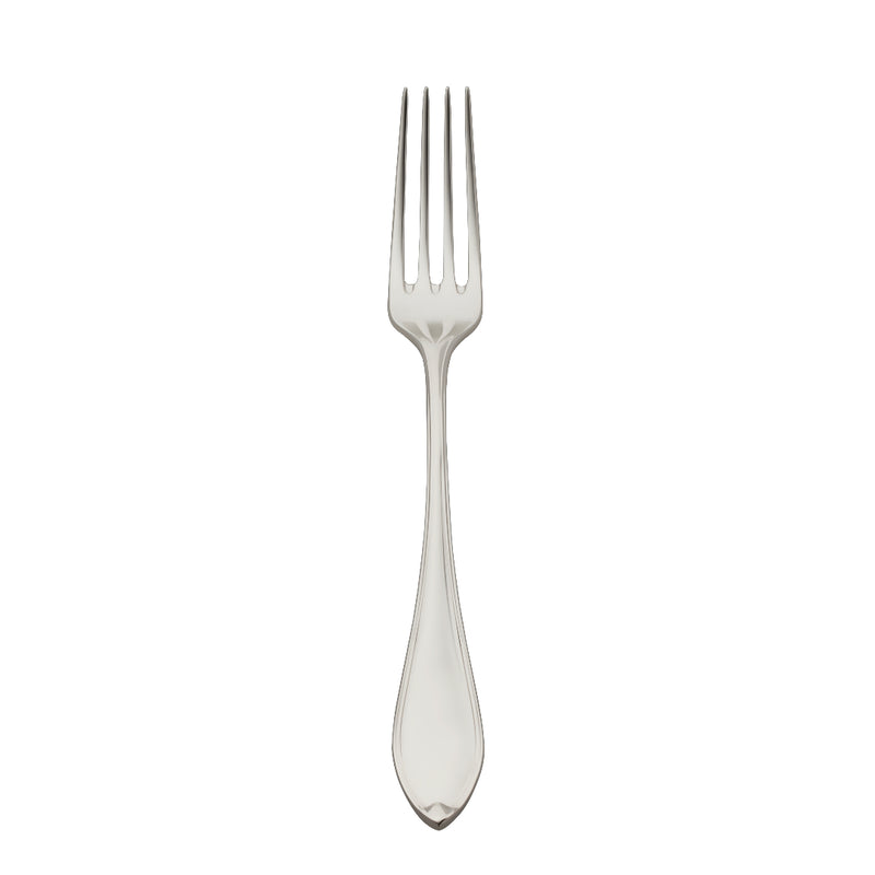 Navette silver-plated menu fork by Robbe & Berking with slender tines and sculpted handle.