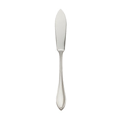 Navette fish knife by Robbe & Berking with tapered blade and leaf-tip handle, silver-plated design.