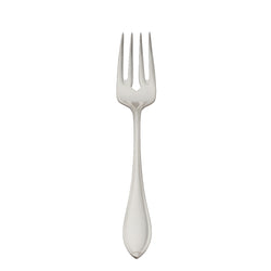 Navette silver-plated fish fork by Robbe & Berking with sculpted leaf-like handle tip.