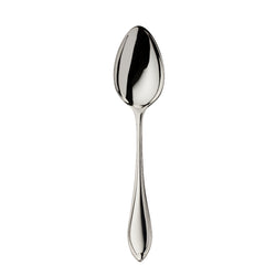 Navette silver-plated children’s spoon by Robbe & Berking with leaf-tip handle.