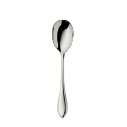 Navette silver-plated ice-cream spoon by Robbe & Berking with rounded bowl.