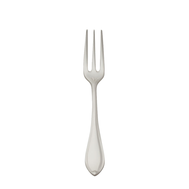 Navette silver-plated cake fork by Robbe & Berking with slender tines.