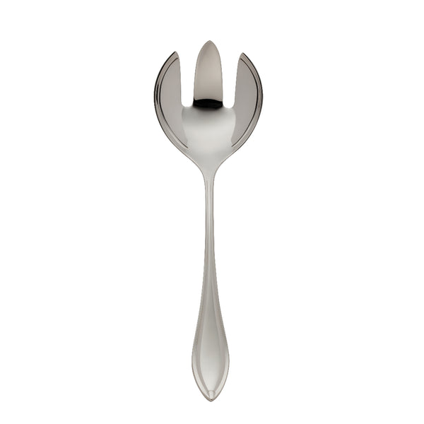 Navette silver-plated 18 cm salad serving fork with Art Nouveau design.