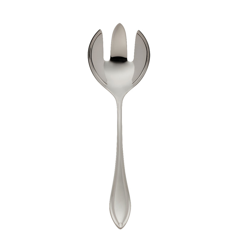 Navette silver-plated 18 cm salad serving fork with Art Nouveau design.