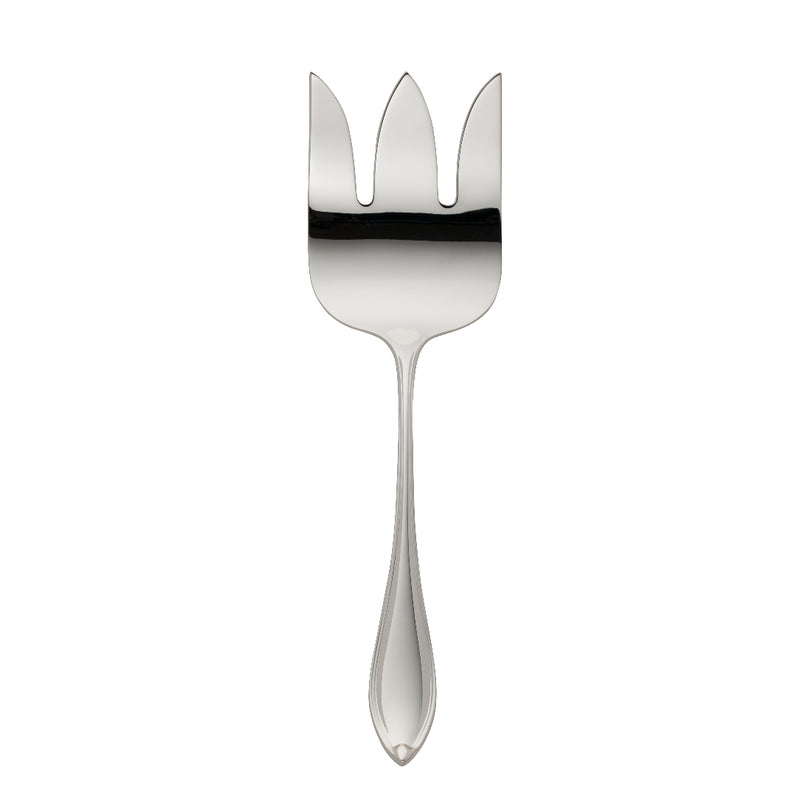 Robbe & Berking Navette silver-plated fish serving fork with three prongs.