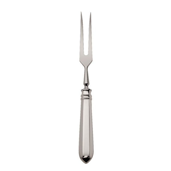 Robbe & Berking Navette silver-plated carving fork with two long prongs.